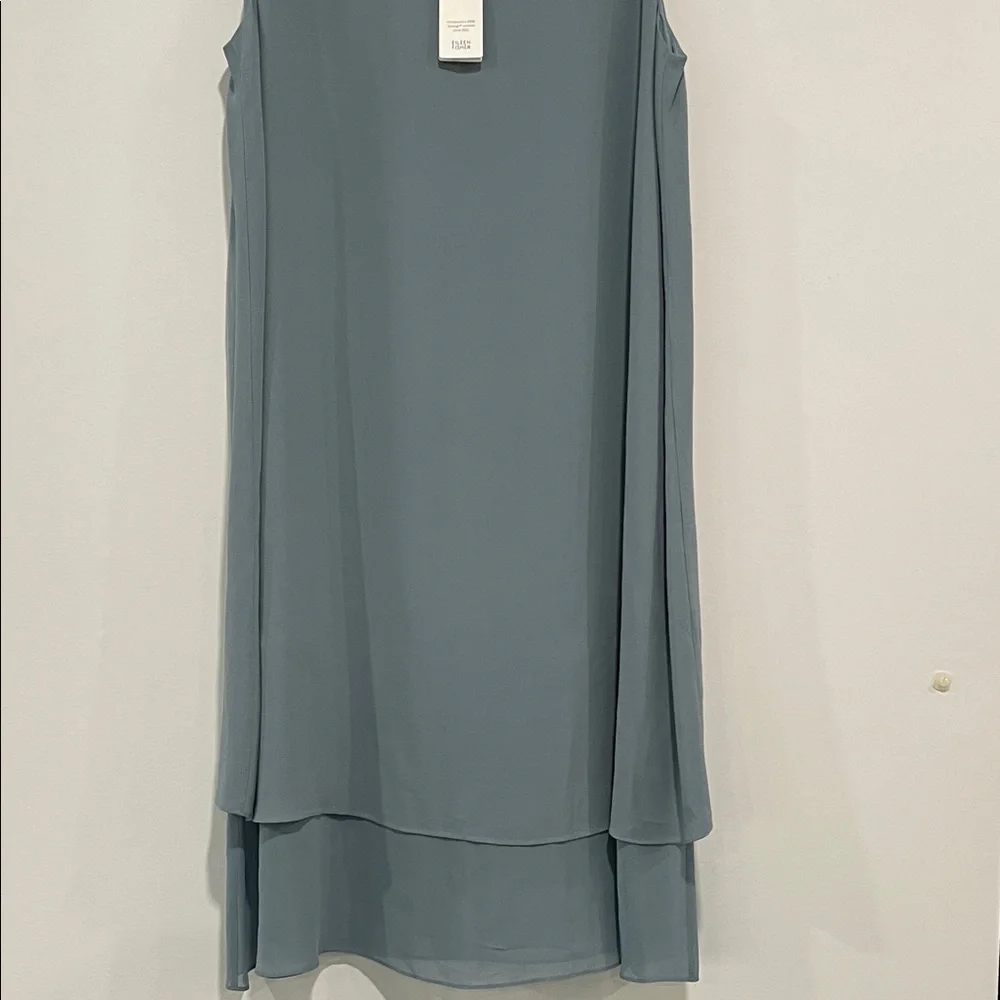 Eileen Fisher Silk Georgette Crepe Dress in Gray - Picture 3 of 8